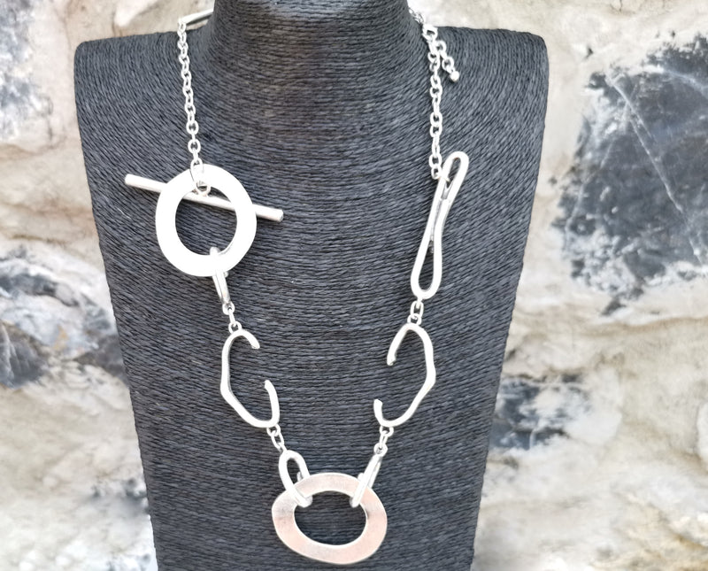 Necklace Antique Silver Plated Metal Adjustable SR358