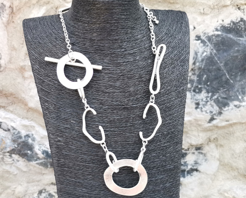 Necklace Antique Silver Plated Metal Adjustable SR358