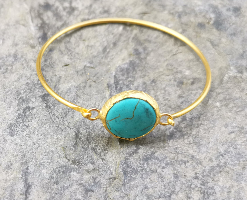 Wire Bracelet with Turquoise Stone Gold Plated Brass SR365