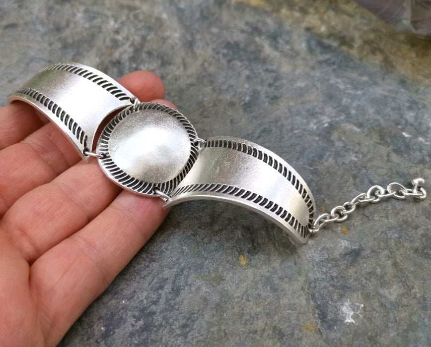 Bracelet Antique Silver Plated Metal Adjustable SR545