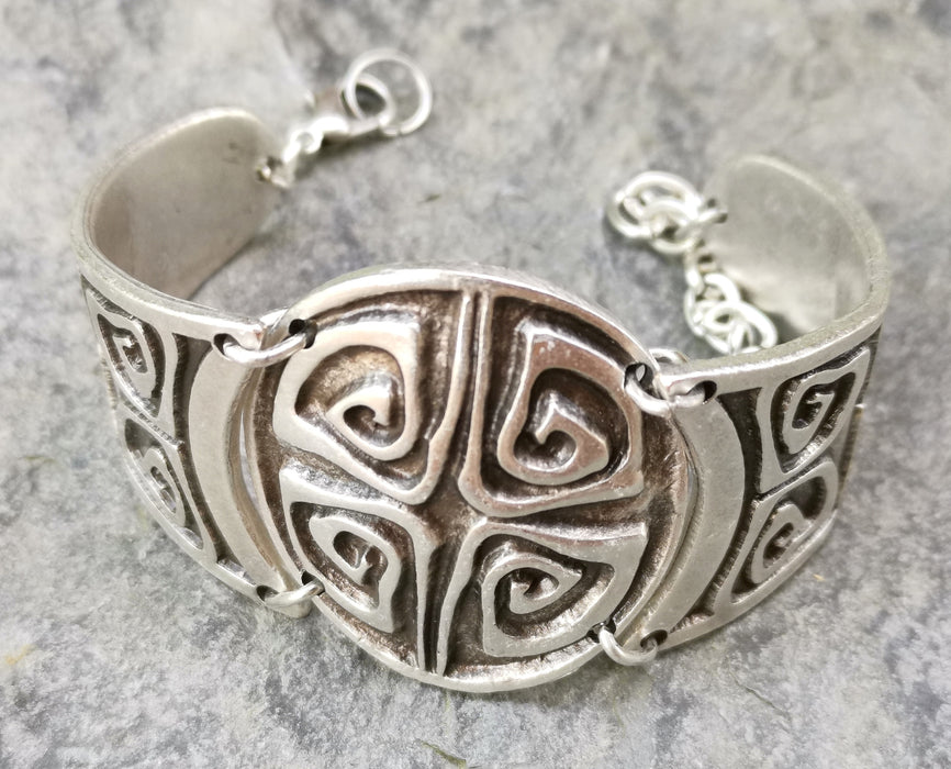 Bracelet Antique Silver Plated Metal Adjustable SR548