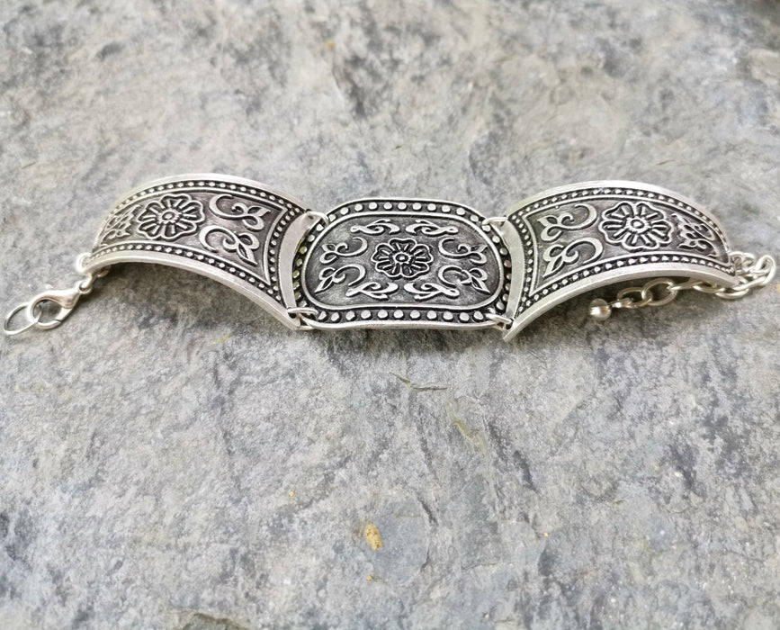 Bracelet Antique Silver Plated Metal Adjustable SR549