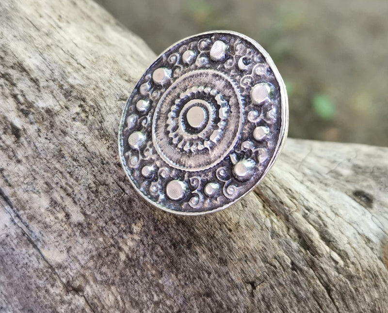 Ring Antique Silver Plated Metal Adjustable SR677