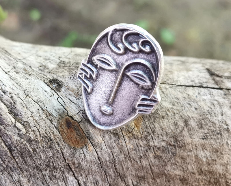 Ring Antique Silver Plated Metal Adjustable SR678