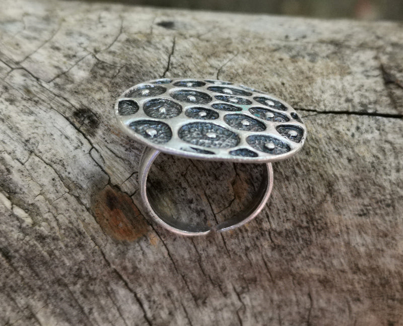 Ring Antique Silver Plated Metal Adjustable SR688