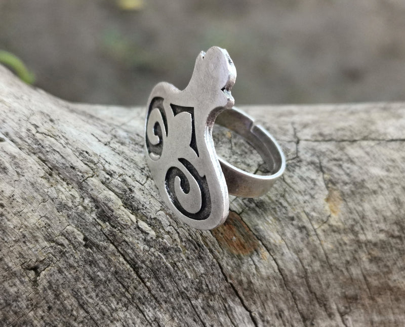 Ring Antique Silver Plated Metal Adjustable SR690