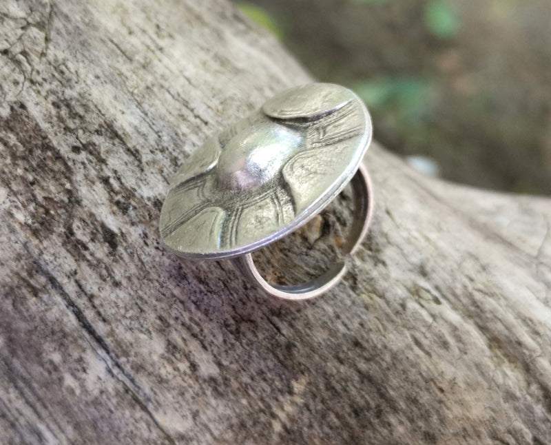 Ring Antique Silver Plated Metal Adjustable SR695