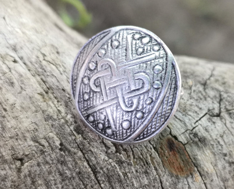 Ring Antique Silver Plated Metal Adjustable SR702