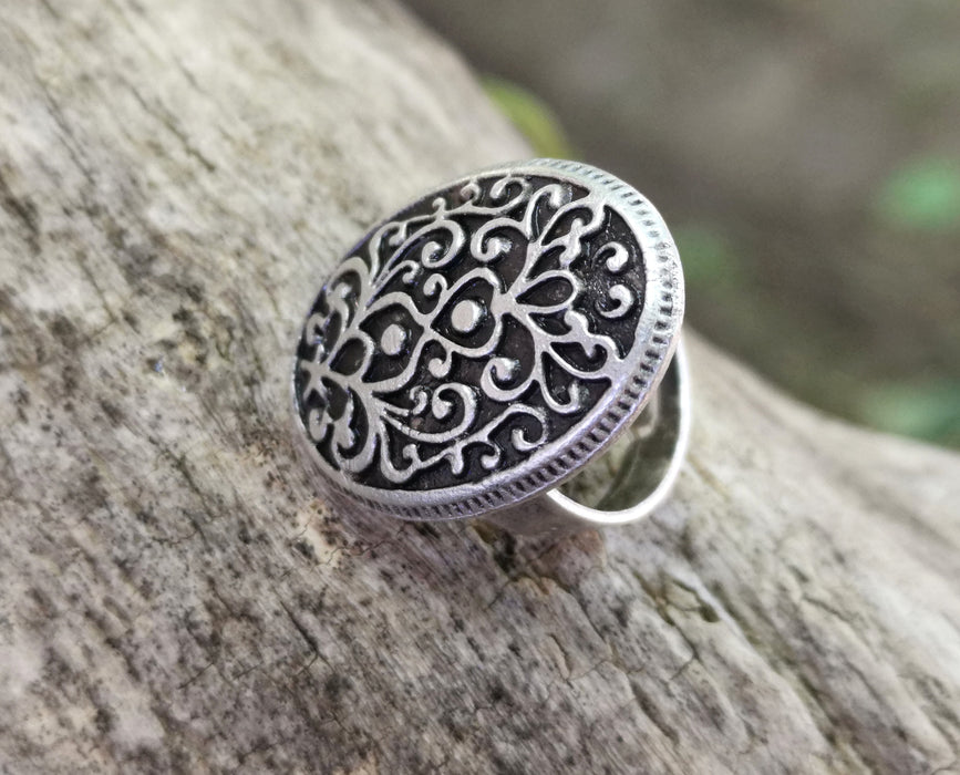 Ring Antique Silver Plated Metal Adjustable SR706