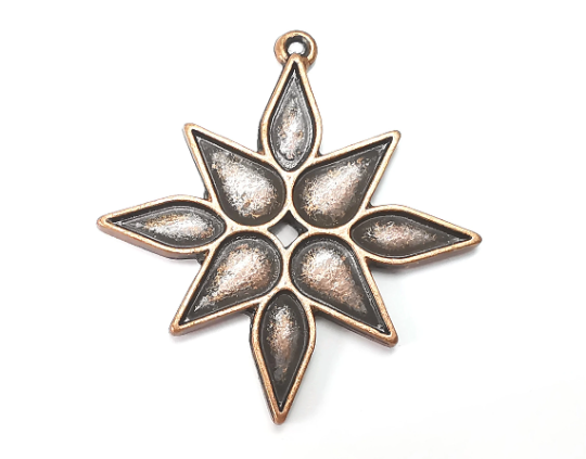 Star Charms, Antique Copper Plated Charms (43x40mm) G28975