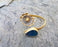 Gold Plated Brass Bracelet with Blue Agate Gemstone Adjustable SR1