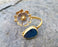 Gold Plated Brass Bracelet with Blue Agate Gemstone Adjustable SR1