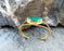 Gold Plated Brass Bracelet with Green Agate Adjustable SR6