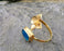 Flower Bracelet with Blue Agate Gemstone Gold Plated Brass Adjustable SR56