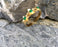 Flowers Bracelet with Green Gemstones Gold Plated Brass Adjustable SR65