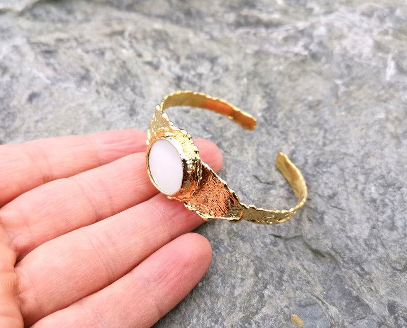 Bracelet with Real Pearl Gold Plated Brass Adjustable SR67