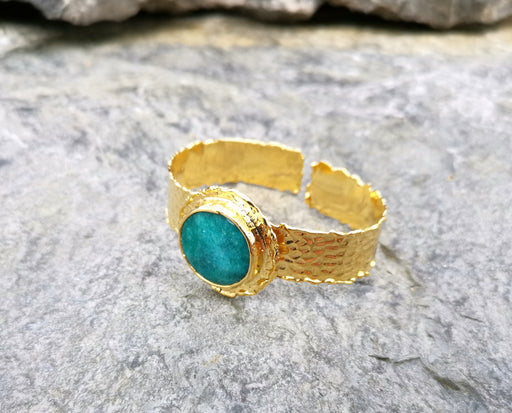 Bracelet with Wather Green Gemstone Gold Plated Brass Adjustable SR70