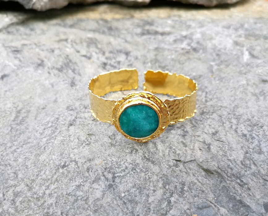 Bracelet with Wather Green Gemstone Gold Plated Brass Adjustable SR70