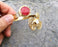 Flower Bracelet with Fuchsia Gemstones Gold Plated Brass Adjustable SR72