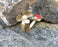 Flower Bracelet with Fuchsia Gemstones Gold Plated Brass Adjustable SR72