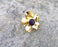 Flower Ring with Purple Stone Gold Plated Brass Adjustable SR89