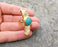 Ring with Turquoise Gemstone Gold Plated Brass Adjustable SR98