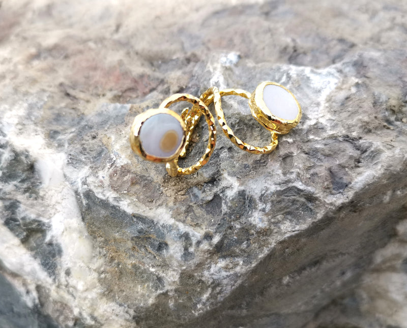 Ring with Real Pearls Gold Plated Brass Adjustable SR103