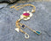 Necklace with Colored Gemstones Gold Plated Brass Adjustable  SR115