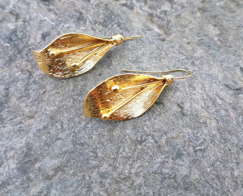 Leaf Earrings Gold Plated Brass  SR121