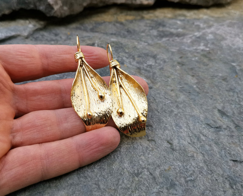 Leaf Earrings Gold Plated Brass  SR121