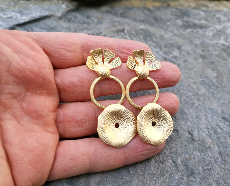 Flower Earrings Gold Plated Brass  SR123