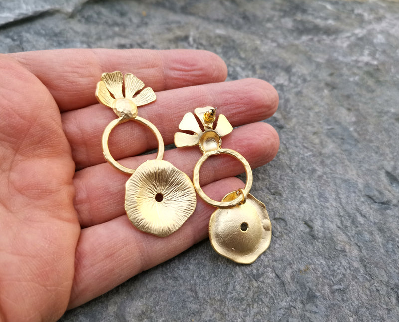Flower Earrings Gold Plated Brass  SR123