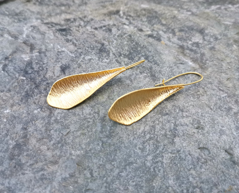 Leaf Shape  Earrings Gold Plated Brass  SR126