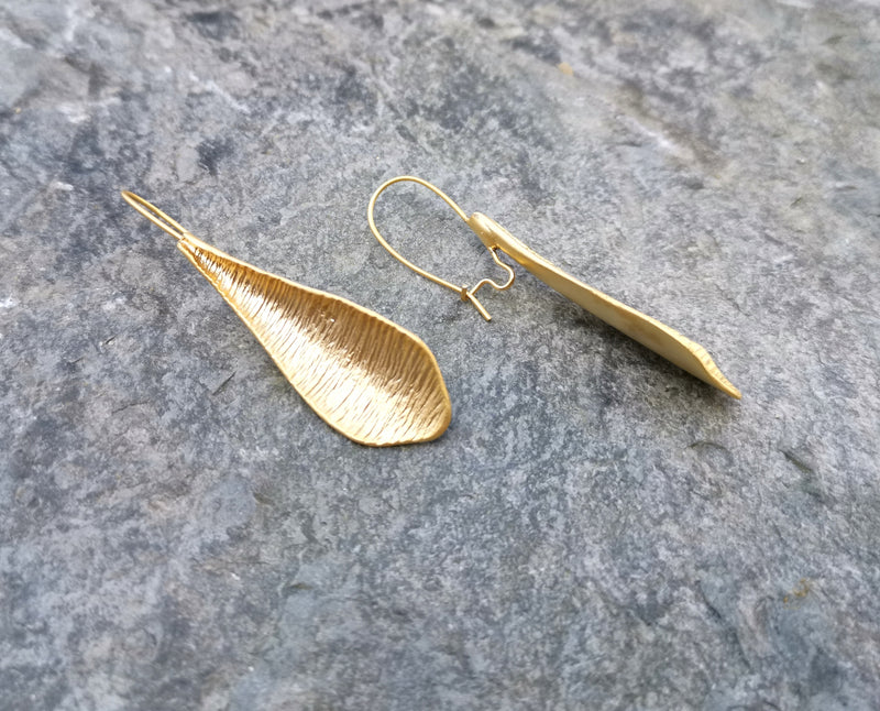 Leaf Shape  Earrings Gold Plated Brass  SR126
