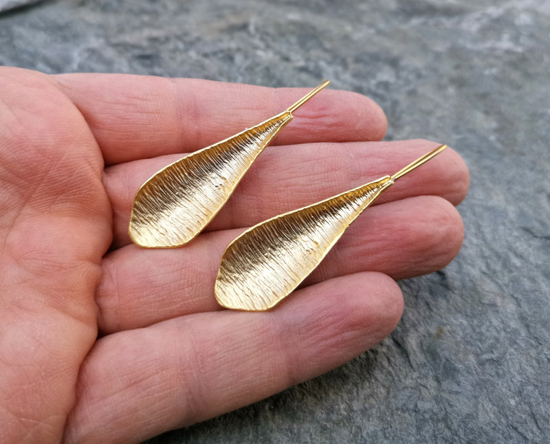 Leaf Shape  Earrings Gold Plated Brass  SR126
