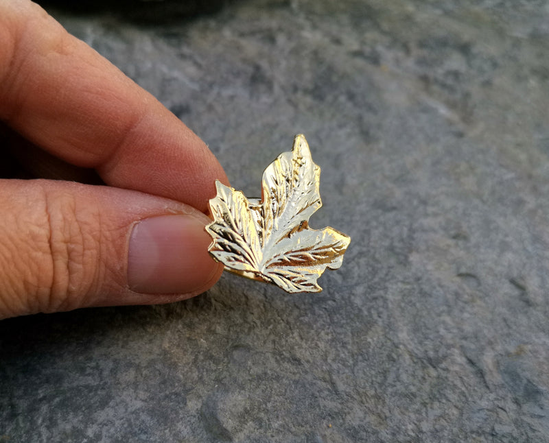 Leaf Shape Ring Gold Plated Brass Adjustable SR132