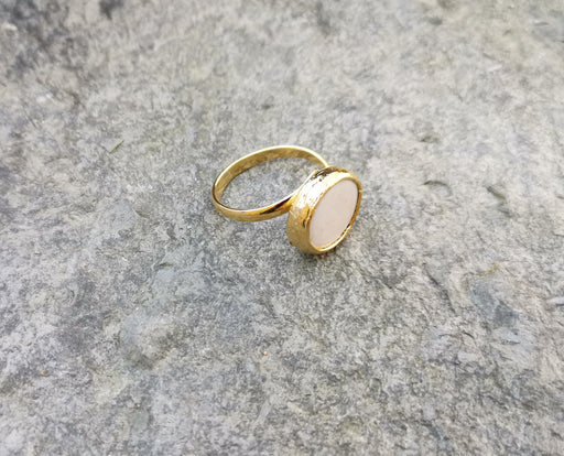 Ring with Real Pearl Gold Plated Brass Adjustable SR135