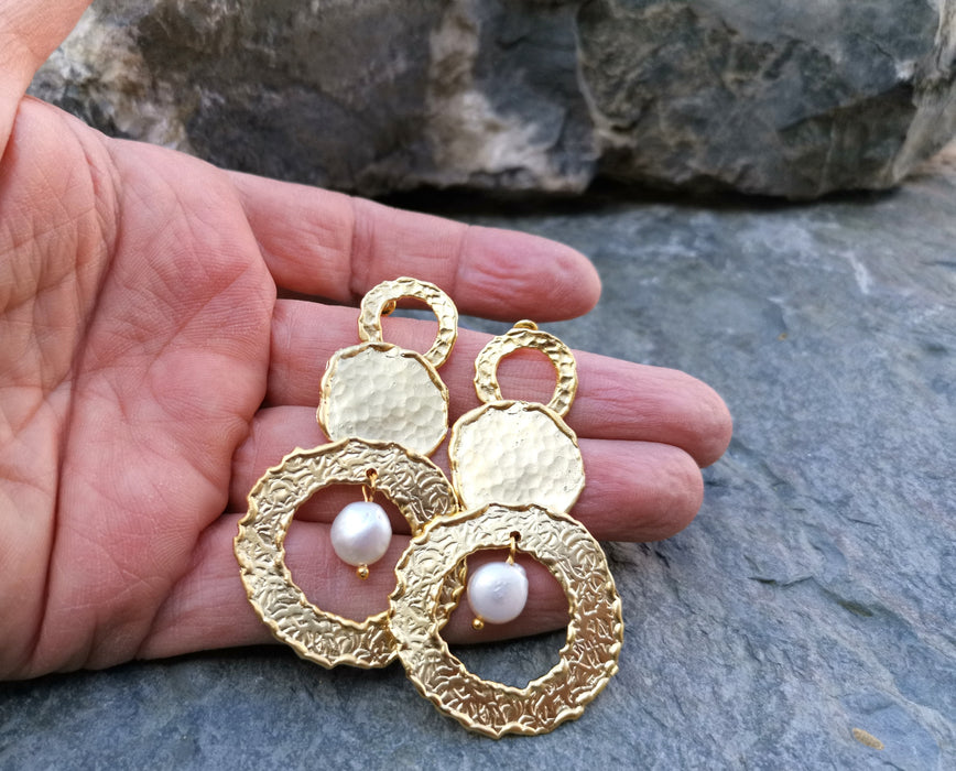 Earrings with Real Pearls Gold Plated Brass  SR140