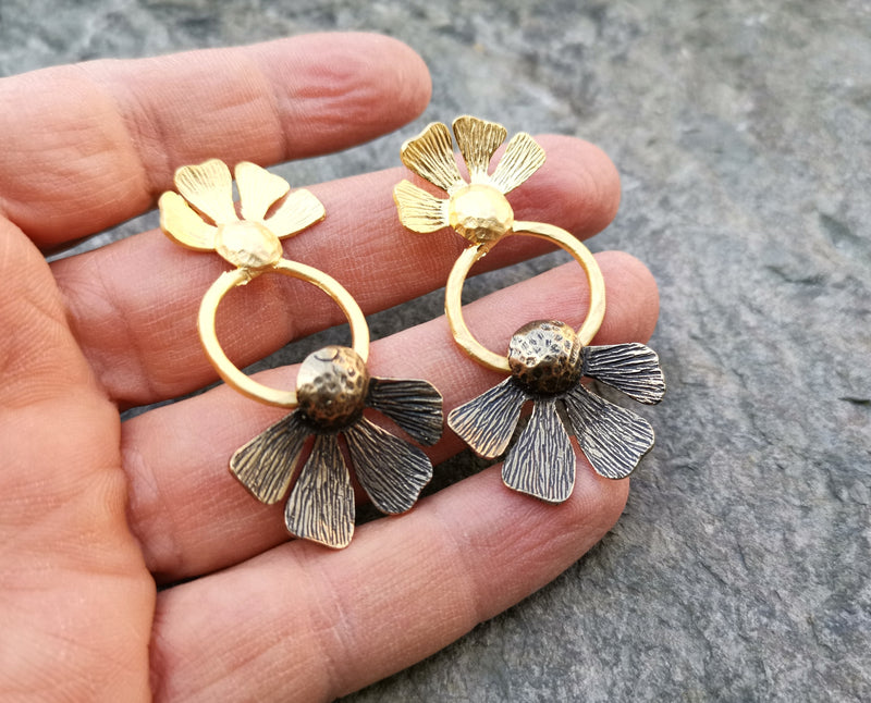 Flower Earrings Gold Plated Brass  SR141