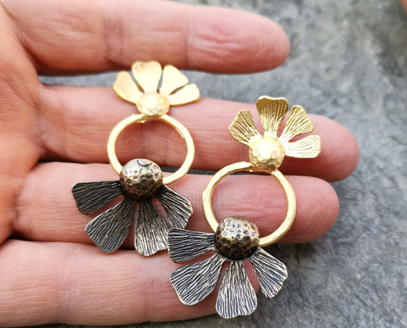 Flower Earrings Gold Plated Brass  SR141