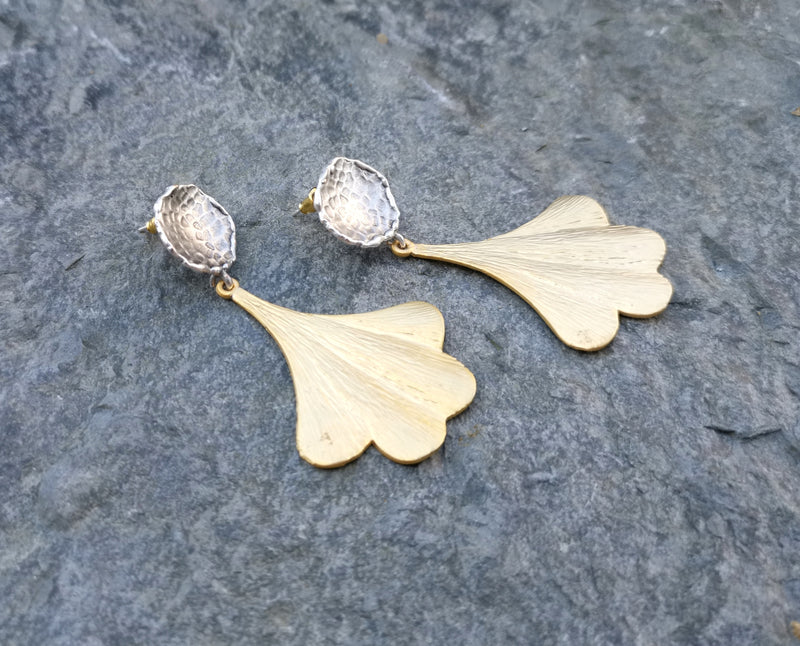 Earrings Gold and Antique Silver Plated Brass  SR152
