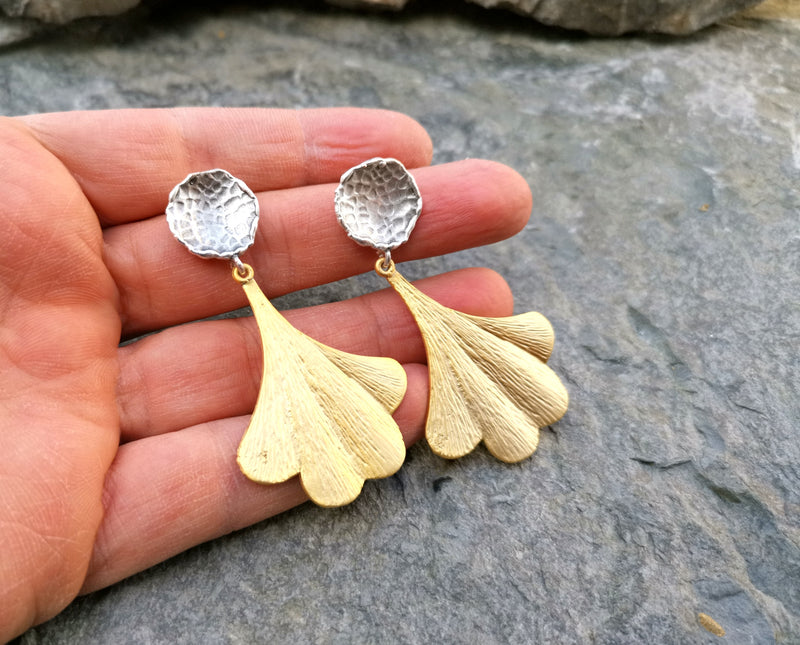 Earrings Gold and Antique Silver Plated Brass  SR152