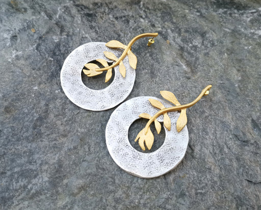 Earrings Gold and Antique Silver Plated Brass  SR154