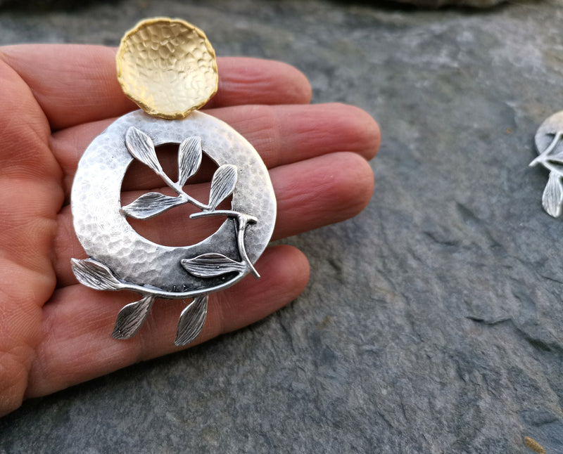 Earrings Gold and Antique Silver Plated Brass  SR155