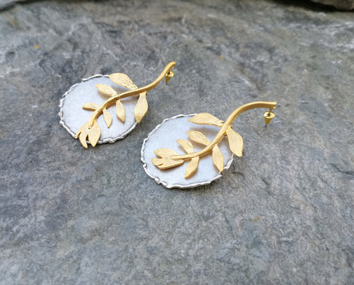 Earrings Gold and Antique Silver Plated Brass  SR156