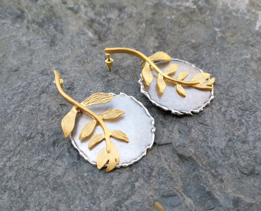 Earrings Gold and Antique Silver Plated Brass  SR156