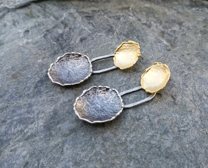 Earrings Gold and Antique Silver Plated Brass  SR158