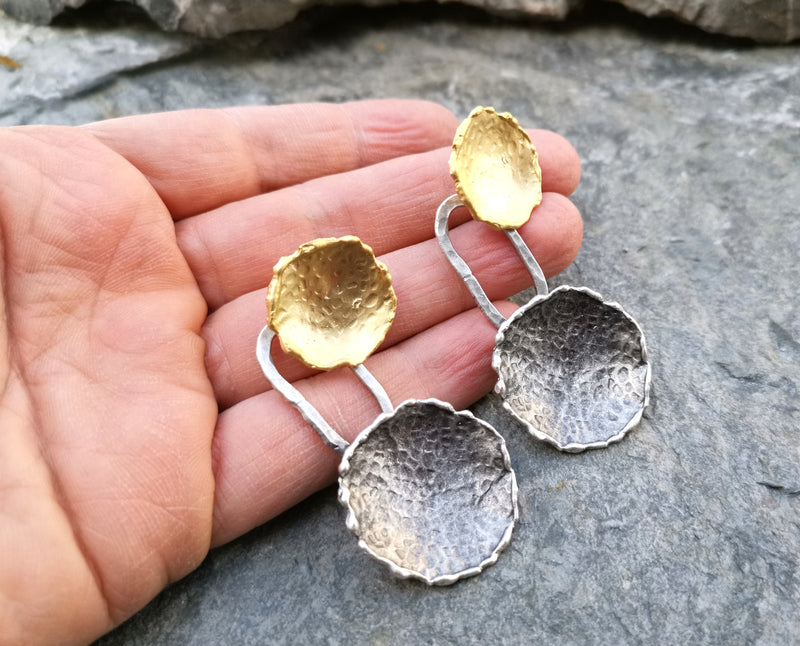 Earrings Gold and Antique Silver Plated Brass  SR158