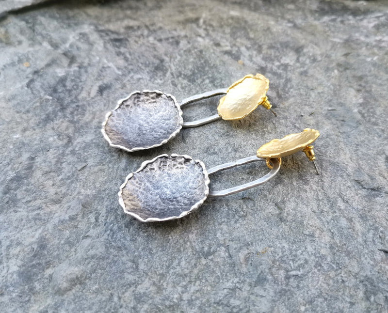 Earrings Gold and Antique Silver Plated Brass  SR158