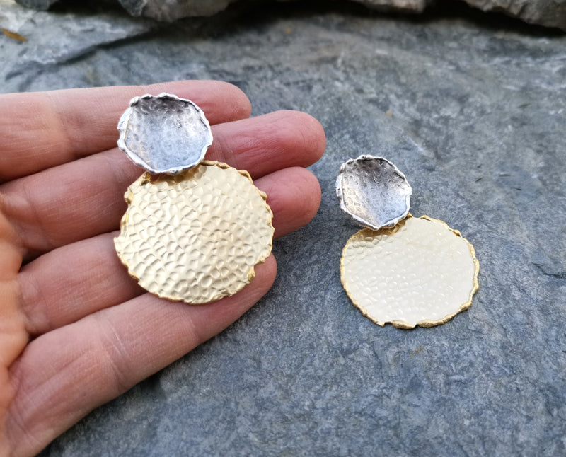 Earrings Gold and Antique Silver Plated Brass  SR159